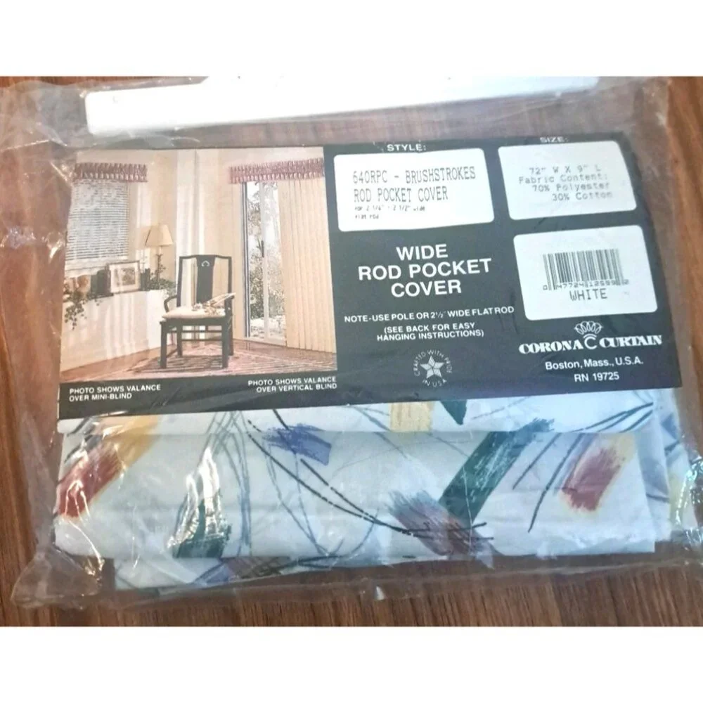 Vintage NEW Valance Paint Brush Strokes NWOT Geometric 80s Retro Long 72x9